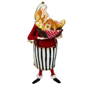 Santa Claus Bread Basket Figurine Ornament With Glitter Accents Christmas Decor